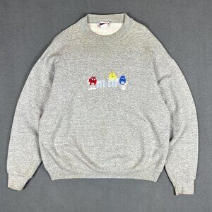 Vintage M&M’s Embroidered Graphic Crewneck Sweatshirt Gray